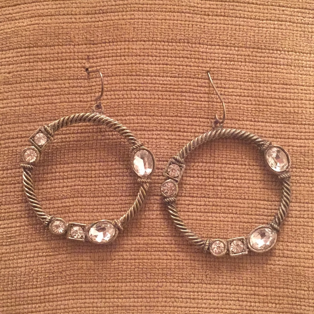 Silver Hoop Earrings with Sparkles